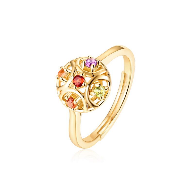 Mozambique Garnet Gemstone S925 Sterling Silver Ring with 9k Yellow Gold Plating